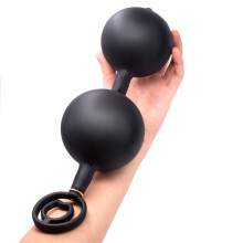 Cock Ring and Inflatable Butt Plug (Black)