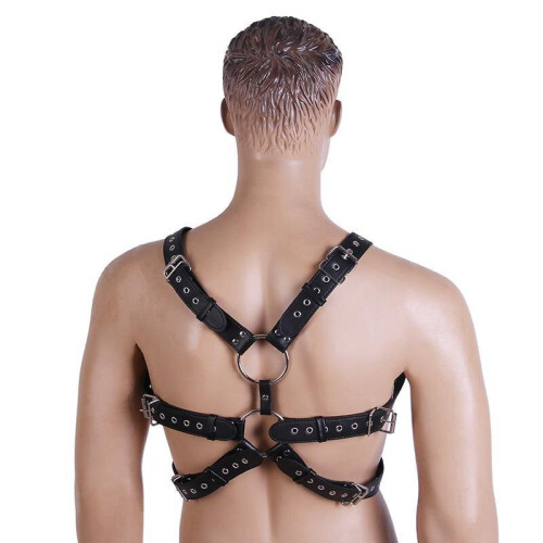 Double Ring Black Male Harness 1
