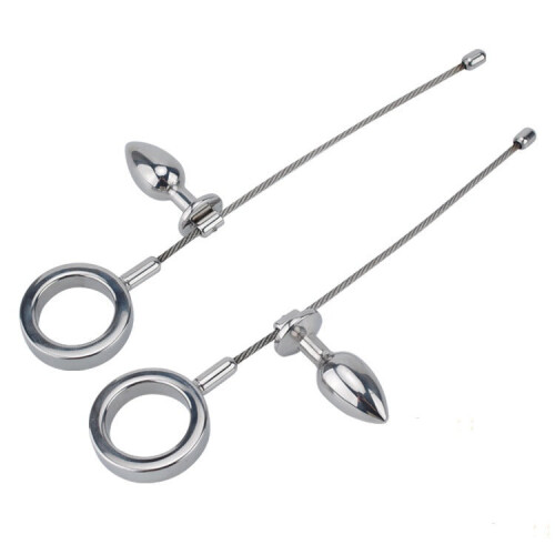 Adjustable Position Metal Anal Plug with Cock Ring 2