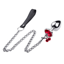 Anal Butt Plug with Detachable Lead (Large, Red)