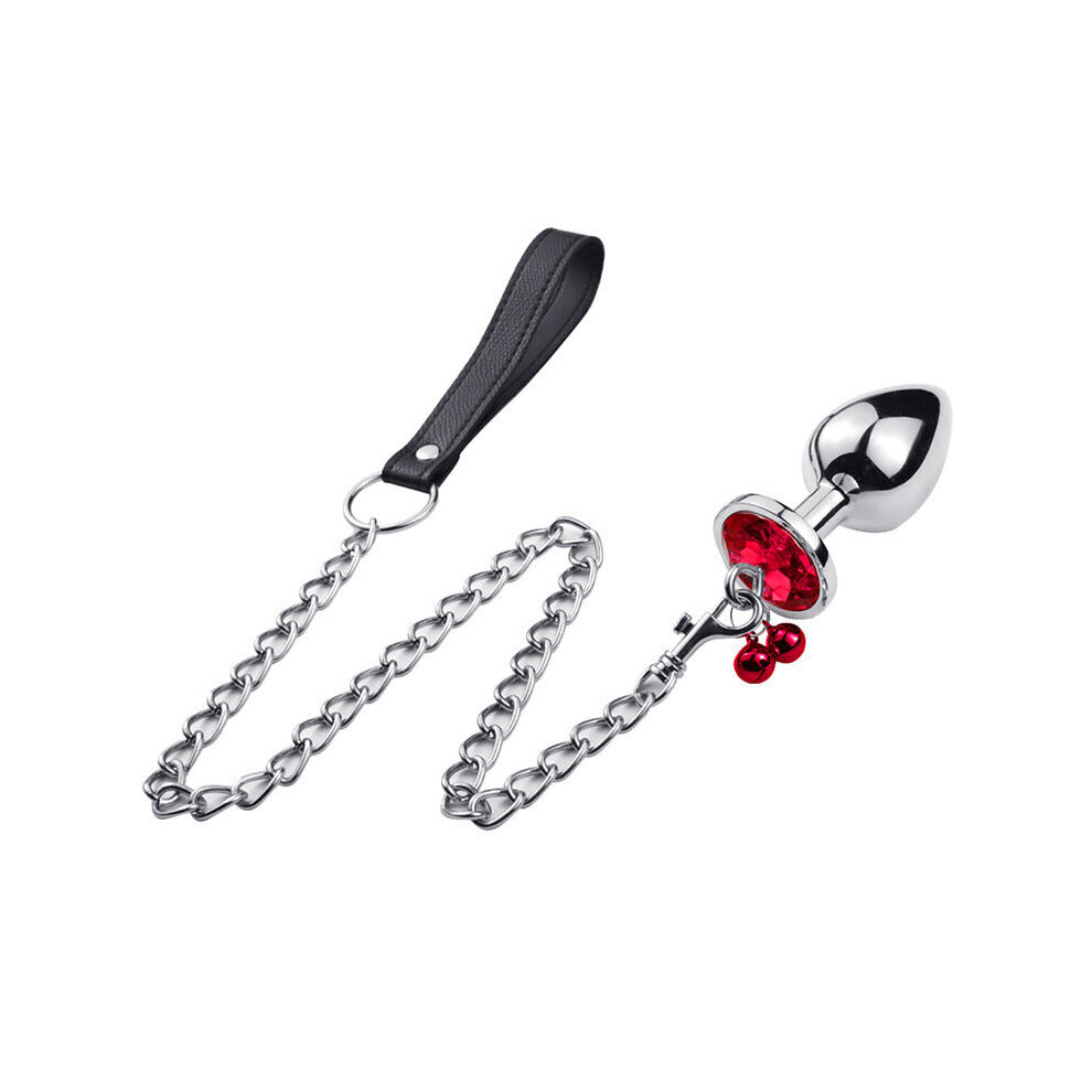 Anal Butt Plug with Detachable Lead (Large, Red)
