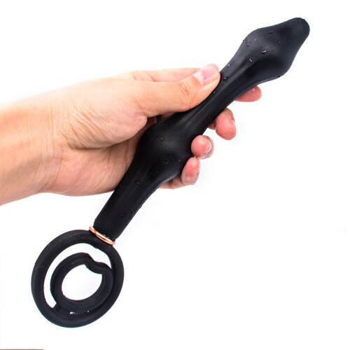 Cock Ring and Inflatable Butt Plug (Black) 1