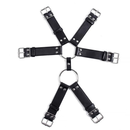 Double Ring Black Male Harness 2