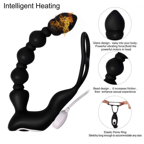 Vibrating Beaded Anal Toy with Cock Ring 2