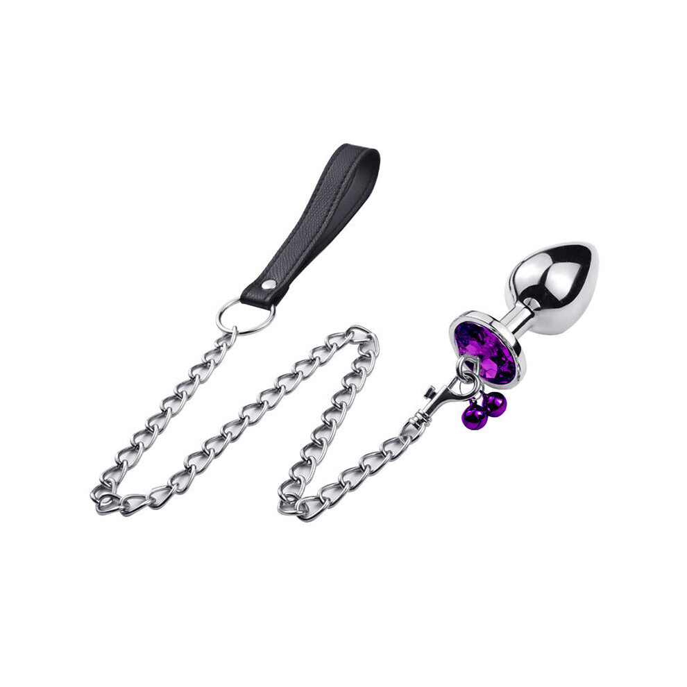 Anal Butt Plug with Detachable Lead (Small, Purple)