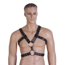 Double Ring Black Male Harness