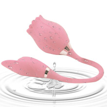 Rose Clitoral Suction Stimulator with G-Spot Vibrator (Pink)