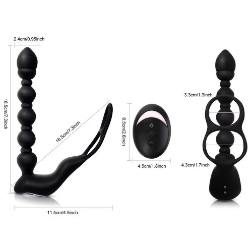 Vibrating Beaded Anal Toy with Cock Ring 1