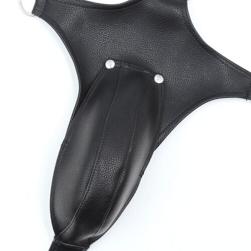 Leather Body Harness with Chastity 1