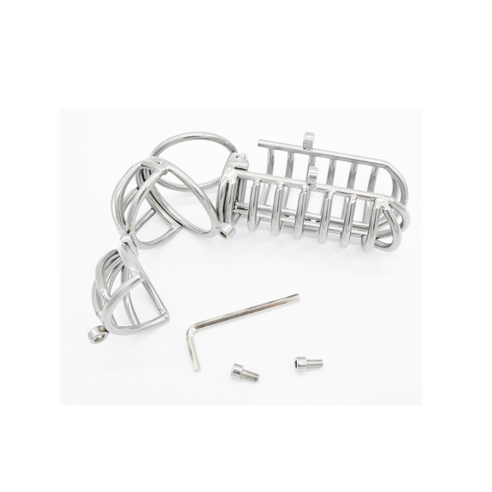 House Of Glass Multi Ring Chastity And Scrotum Cage