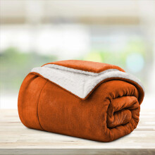 (Rust/ Orange Sherpa Blankets) Sherpa Fleece Throw Blankets, Fluffy Winter Warm Soft Comfy Cozy Plush Blanket For Sofa Bed Travel Children Kids Pet, Single Size Luxury Mink Throws