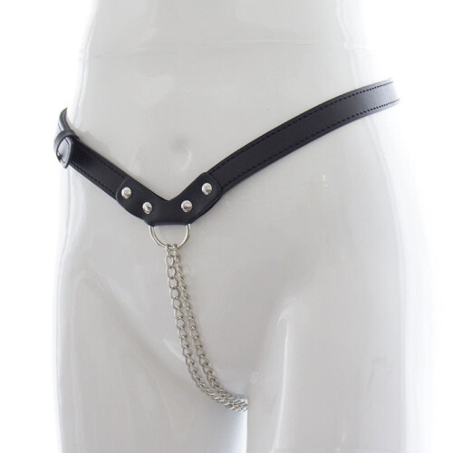 Double Chain PU Leather Thong 2