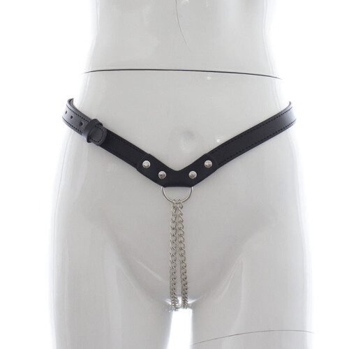 Double Chain PU Leather Thong 1