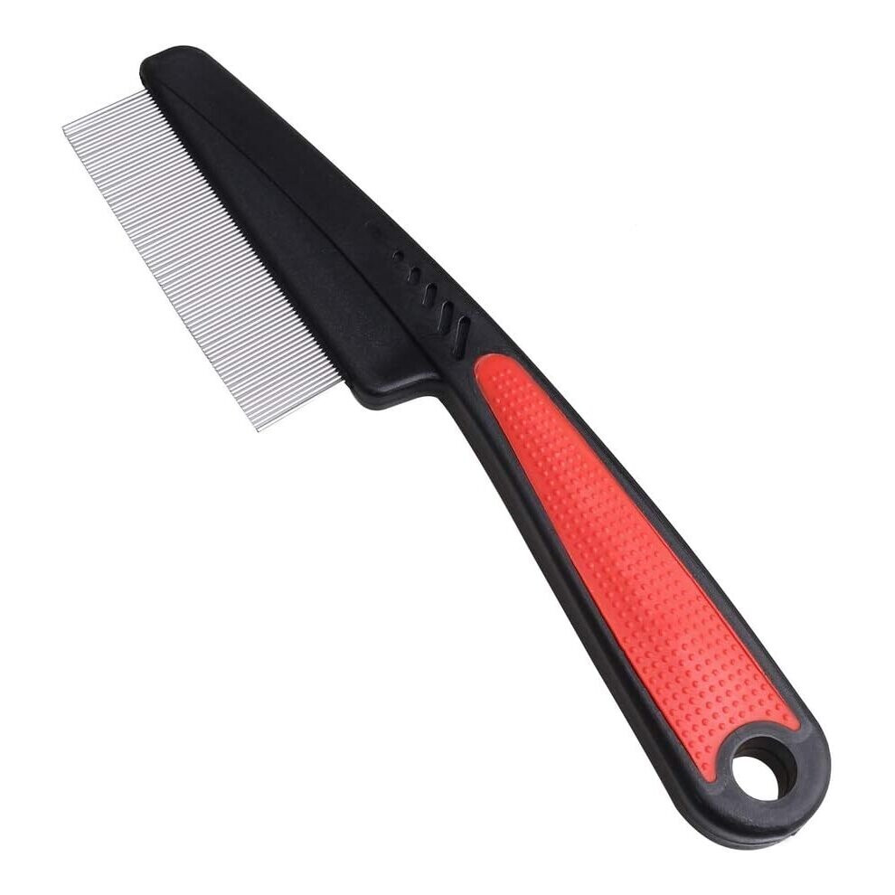 Nuoshen Store Nuoshen Flea Comb To Remove Fleas For Long Hair, Dogs And Cats Ruberised Easy Grip Handle