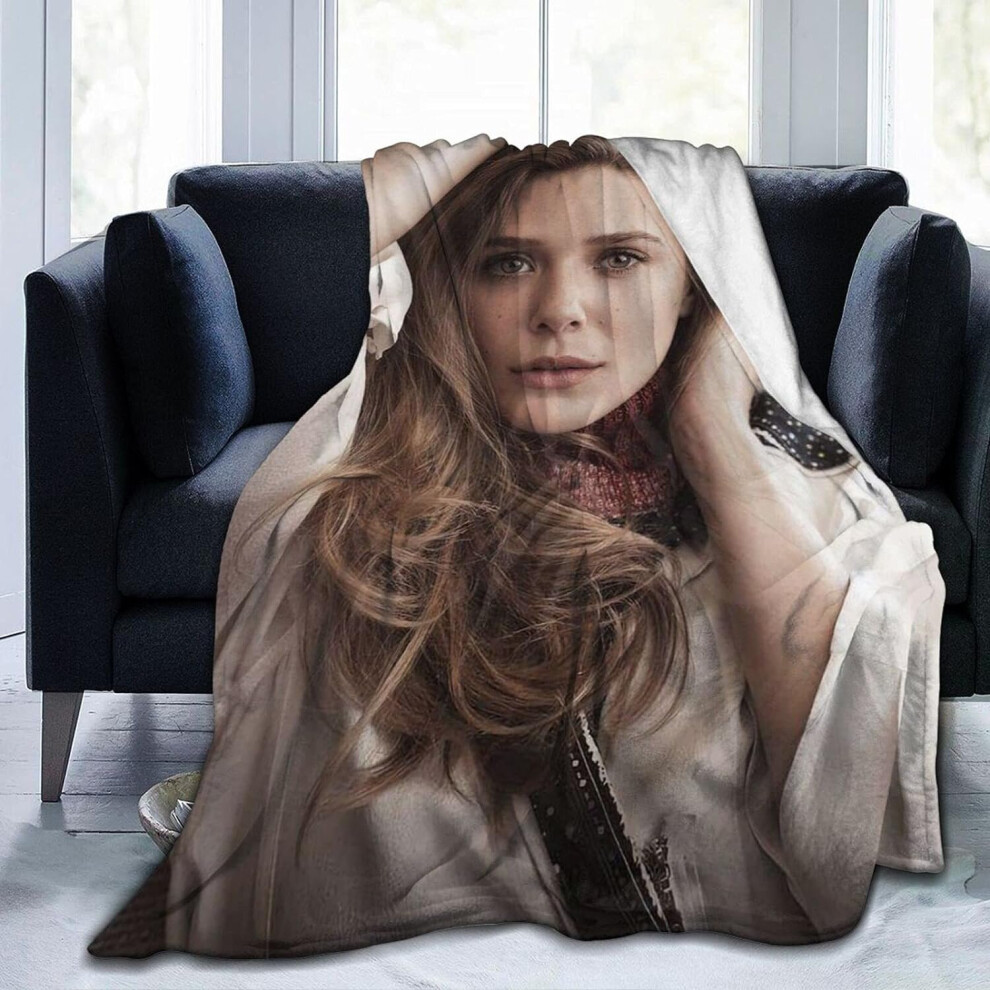 (125CM X 100CM) Elizabeth Olsen Blanket 3D Print Lamb Blanket Plush Blanket Bedding Decor Blanket for Living Room Bedroom Dorm Decor