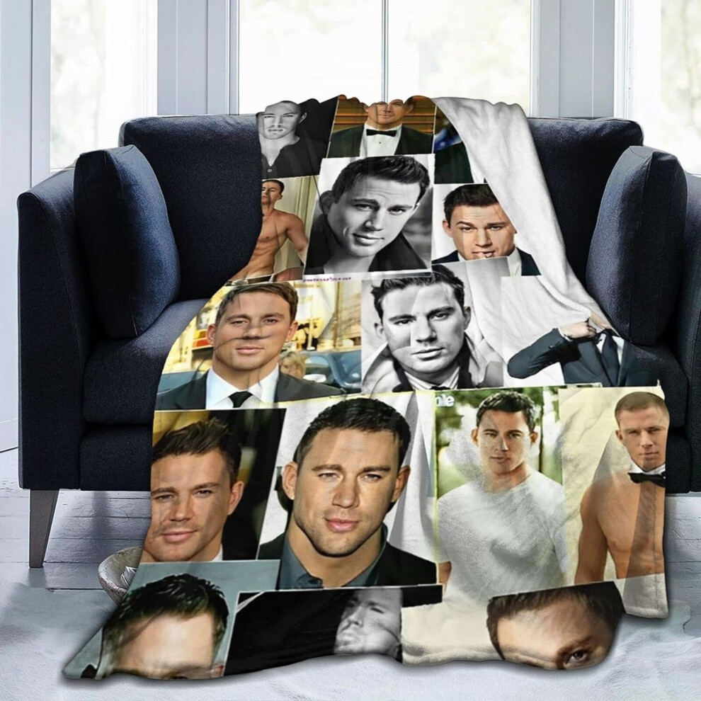 (150CM X 125CM) Channing Tatum Blanket Lightweight & Warm,Ultra-Soft & Comfy Flannel Blanket,Microfiber Fleece Blanket