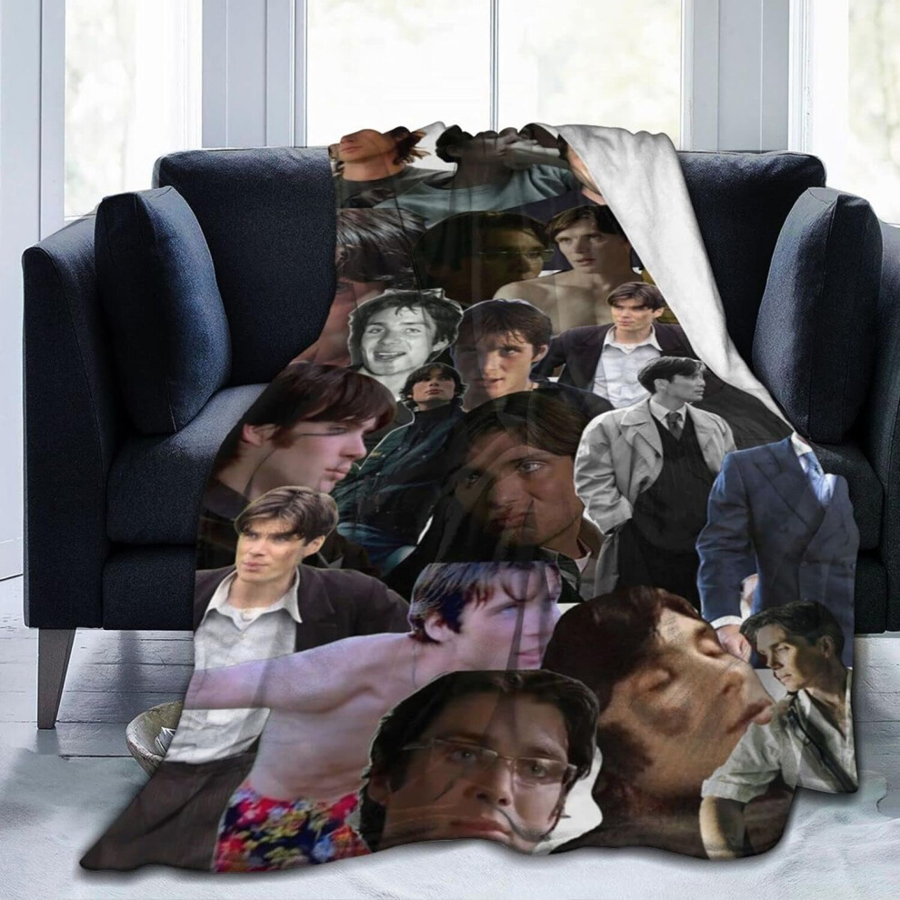 (150CM X 125CM) Cillian Murphy Blanket Tommy Shelby Pic Collage Blanket,Lightweight,Ultra-Soft & Comfy Flannel Blanket