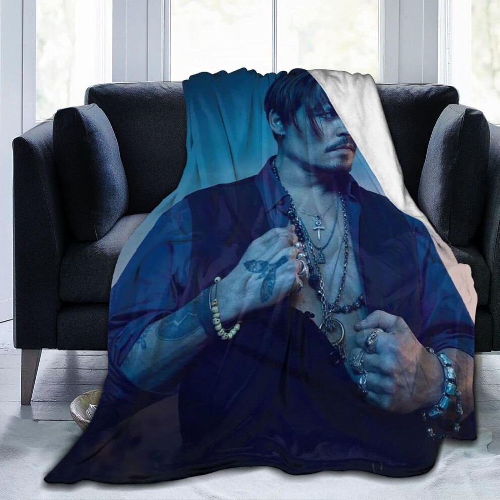 (125CM X 100CM) Johnny Actor Depp Blanket Lamb Blanket 3D Print Plush Blanket Bedding Decor Blanket for Living Room Bedroom Dorm Decor