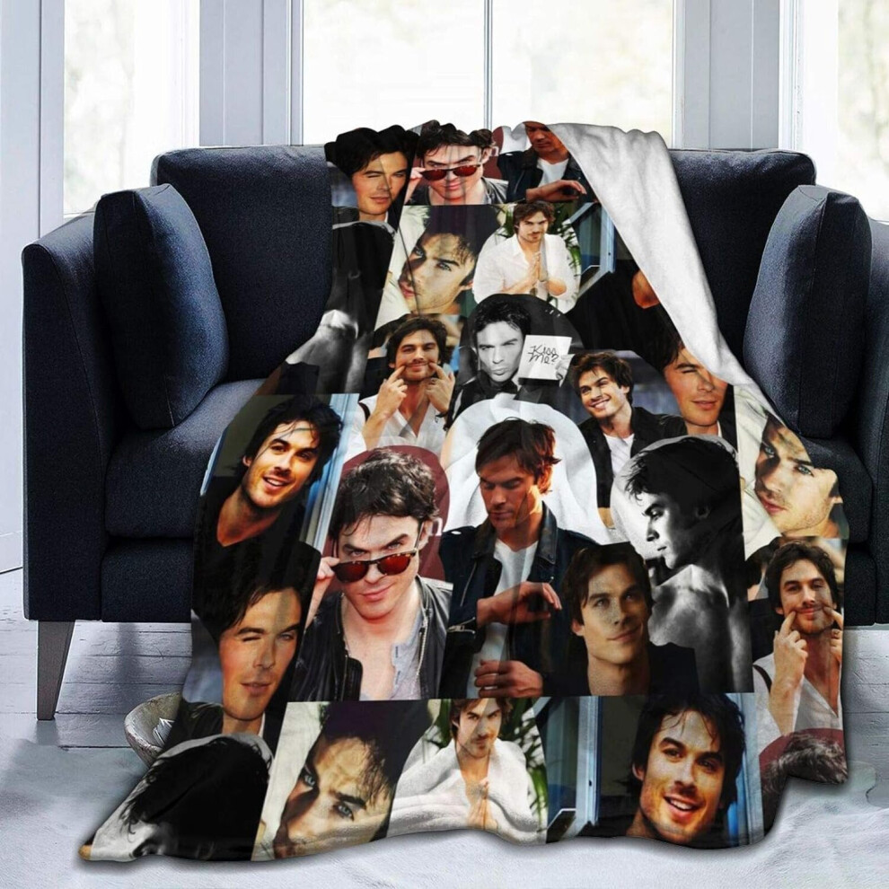 Kerota (125Cm X 100Cm) Damon Salvatore Ian Somerhalder Blankets Throws Plush Fuzzy Soft Warm Hugs Suitable For Girls Women In The Sofa Bed Office Couch Room Light