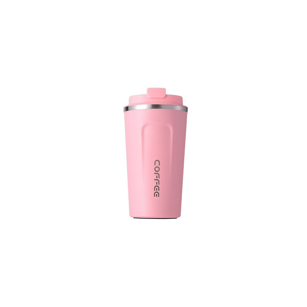 (Pink) 500ml Double Stainless Steel Coffee Mug Car Thermos Mug Travel Thermo Cup