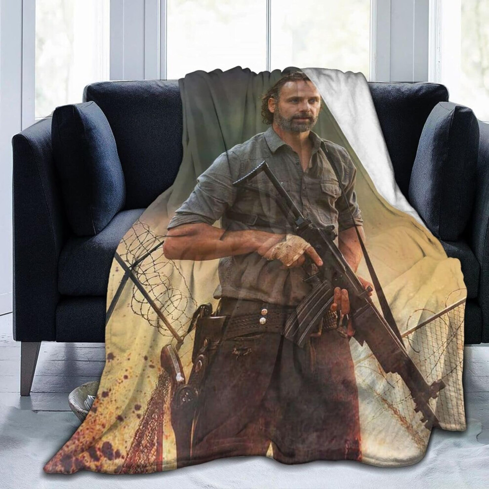 (125CM X 100CM) Andrew Actor Lincoln Blanket Rick Grimes 3D Print Lamb Blanket Plush Blanket Bedding Decor Blanket for Living Room Bedroom Dorm Decor