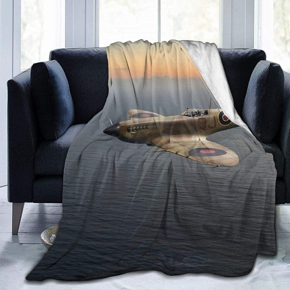 (125CM X 100CM) Spitfire EN152 Micro Fleece Blanket Anti-Pilling Flannel Sleep Comfort Super Soft Sofa Blanket