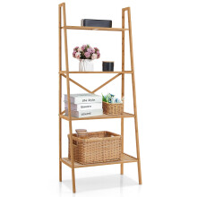 (148cm) Ladder Bookshelf 4-Tier Storage Rack Freestanding Plant Stand