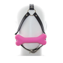 Silicone Dog Bone Head Harness Gag (Pink)