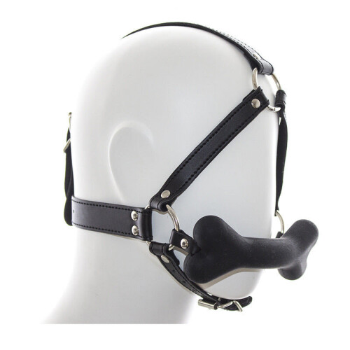 Silicone Dog Bone Head Harness Gag (Pink) 1