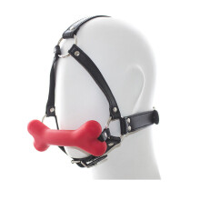 Silicone Dog Bone Head Harness Gag (Red)