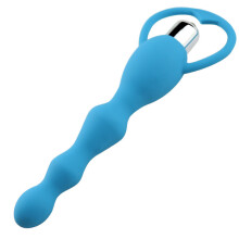 Vibrating Beaded Blue Butt Plug