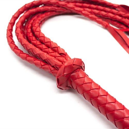 The Cobra' Plaited Fetish Flogger (Red)