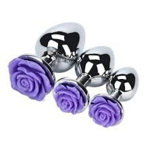 Bloomin' Booty Purple Rose Butt Plug (3 Piece)