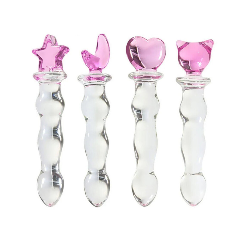 Beaded Sensual Glass Dildo (Pink)