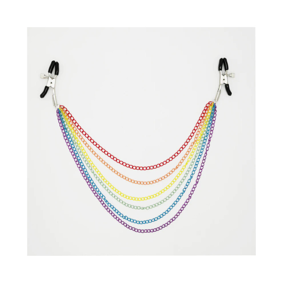 House Of Glass Pride Chained Nipple Clips (Rainbow)