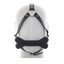 Silicone Dog Bone Head Harness Gag (Black)