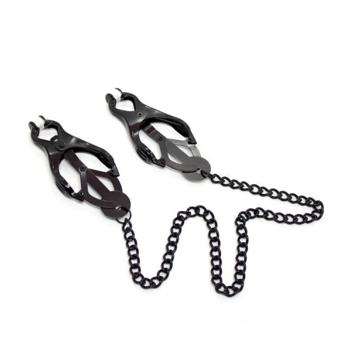 Crossbow Style' Nipple Clamps and Chain (Black)