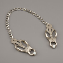 Crossbow Style' Nipple Clamps and Chain (Silver)