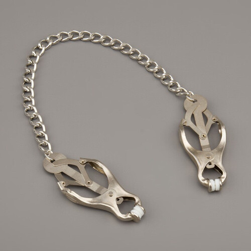 Crossbow Style' Nipple Clamps and Chain (Silver)