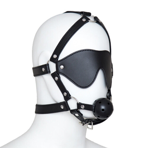 Red BDSM Blindfold and Gag Face Harness 1