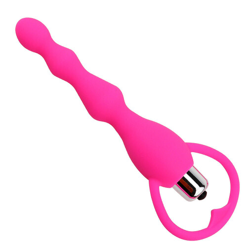 Vibrating Beaded Black Butt Plug 1
