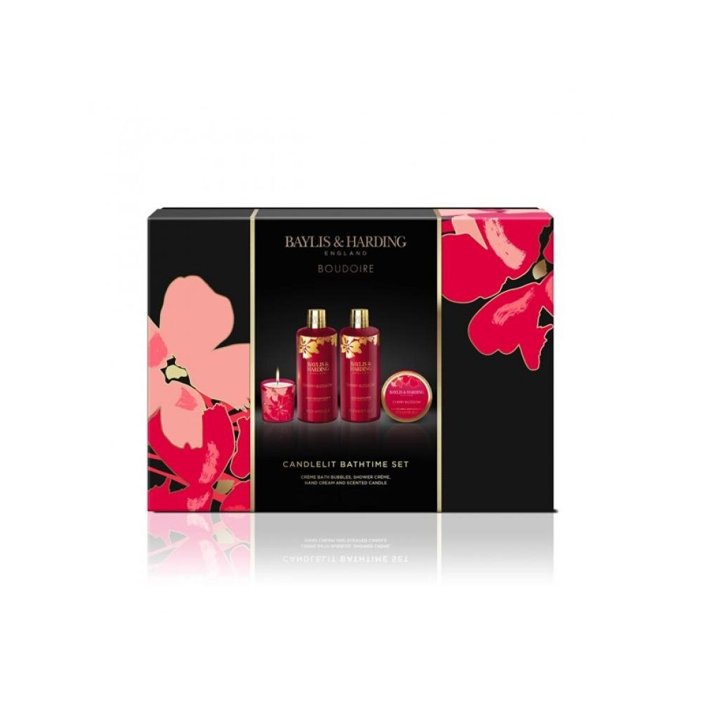 Baylis & Harding Boudiore Cherry Blossom Luxury Candlelit Bathing Gift Set - Vegan Friendly