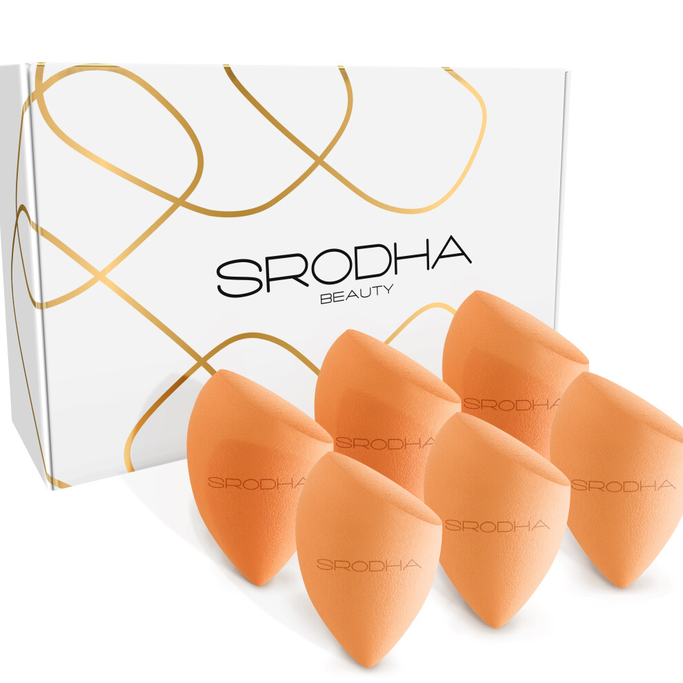 (Orange, Tapered) SRODHA Beauty Make Up Sponges 6 Piece Set