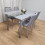 Grey Clear Glass Dining Table With 4 Grey Tufted Velvet Chairs Set 5