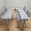 Grey Clear Glass Dining Table With 4 Grey Tufted Velvet Chairs Set 6