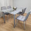 Grey Clear Glass Dining Table With 4 Grey Tufted Velvet Chairs Set 11