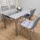 Grey Clear Glass Dining Table With 4 Grey Tufted Velvet Chairs Set 1