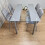 Grey Clear Glass Dining Table With 4 Grey Tufted Velvet Chairs Set 20