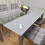 Grey Clear Glass Dining Table With 4 Grey Tufted Velvet Chairs Set 16