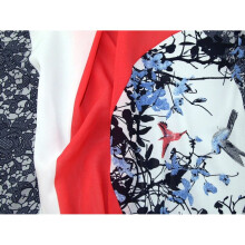 Minerva Polyester Georgette Fabric Navy Coral - per metre
